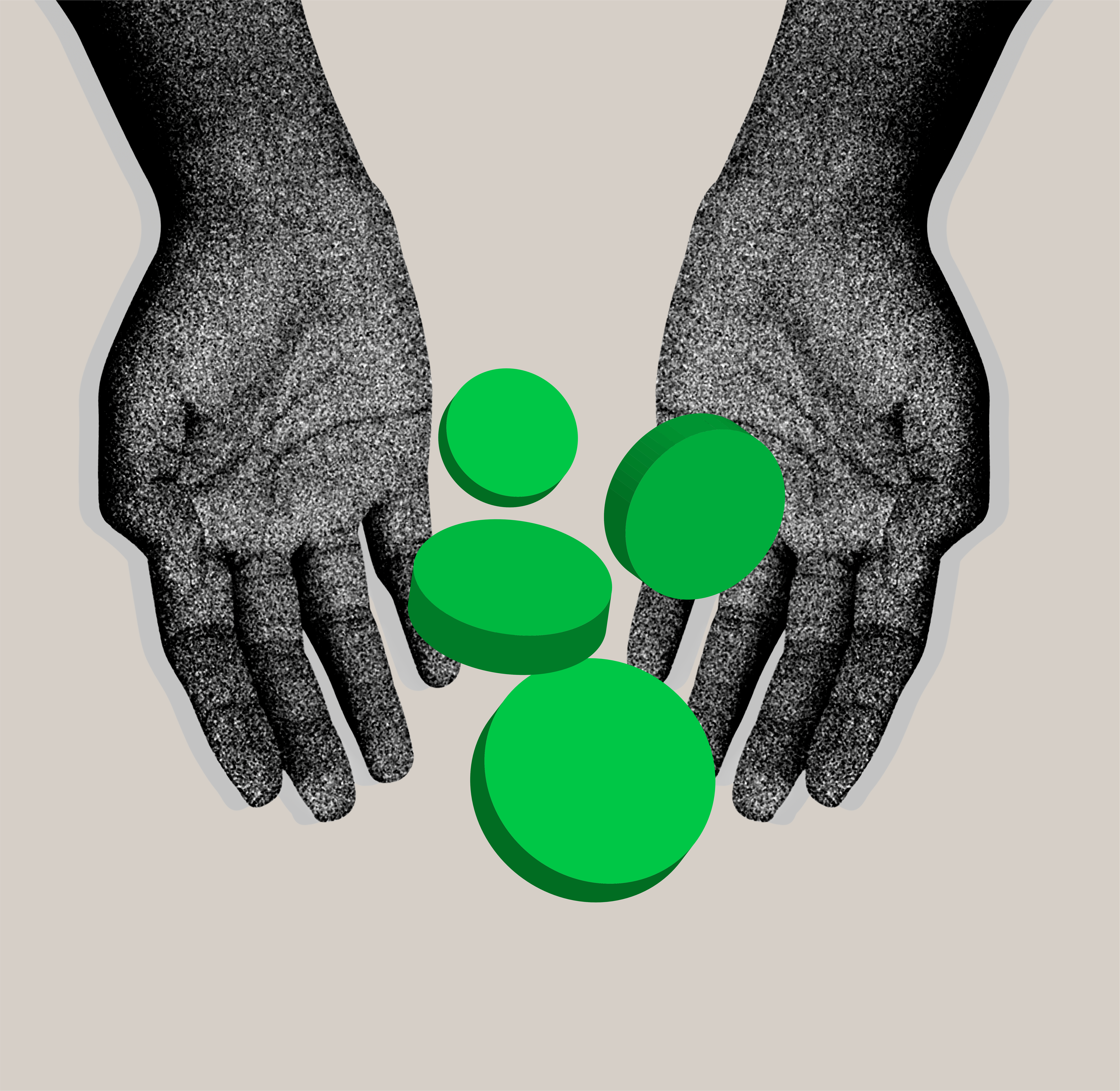 FoMA illustration with hands and spheres
