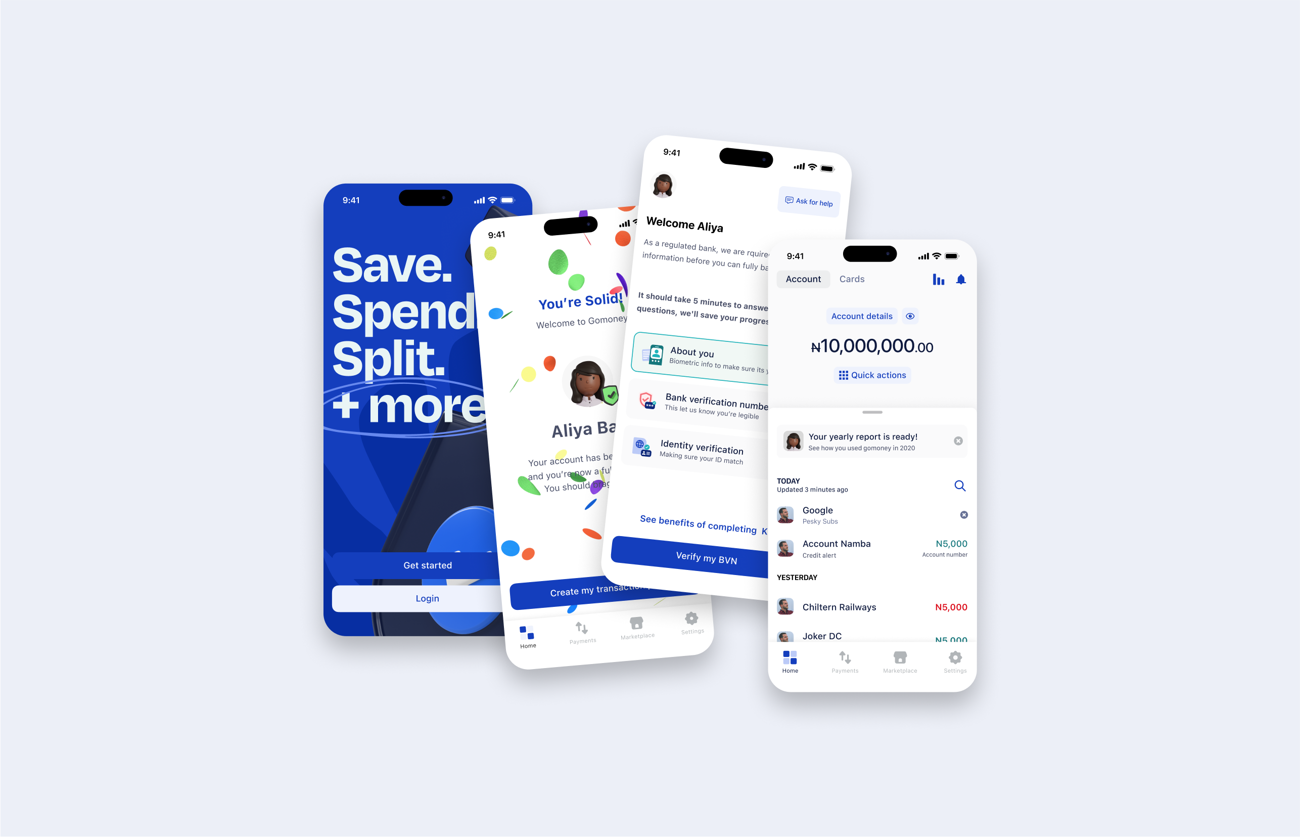 gomoney onboarding screens