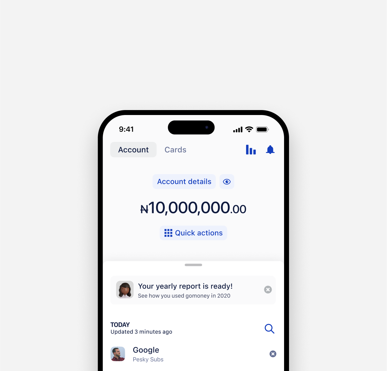 gomoney balance screen