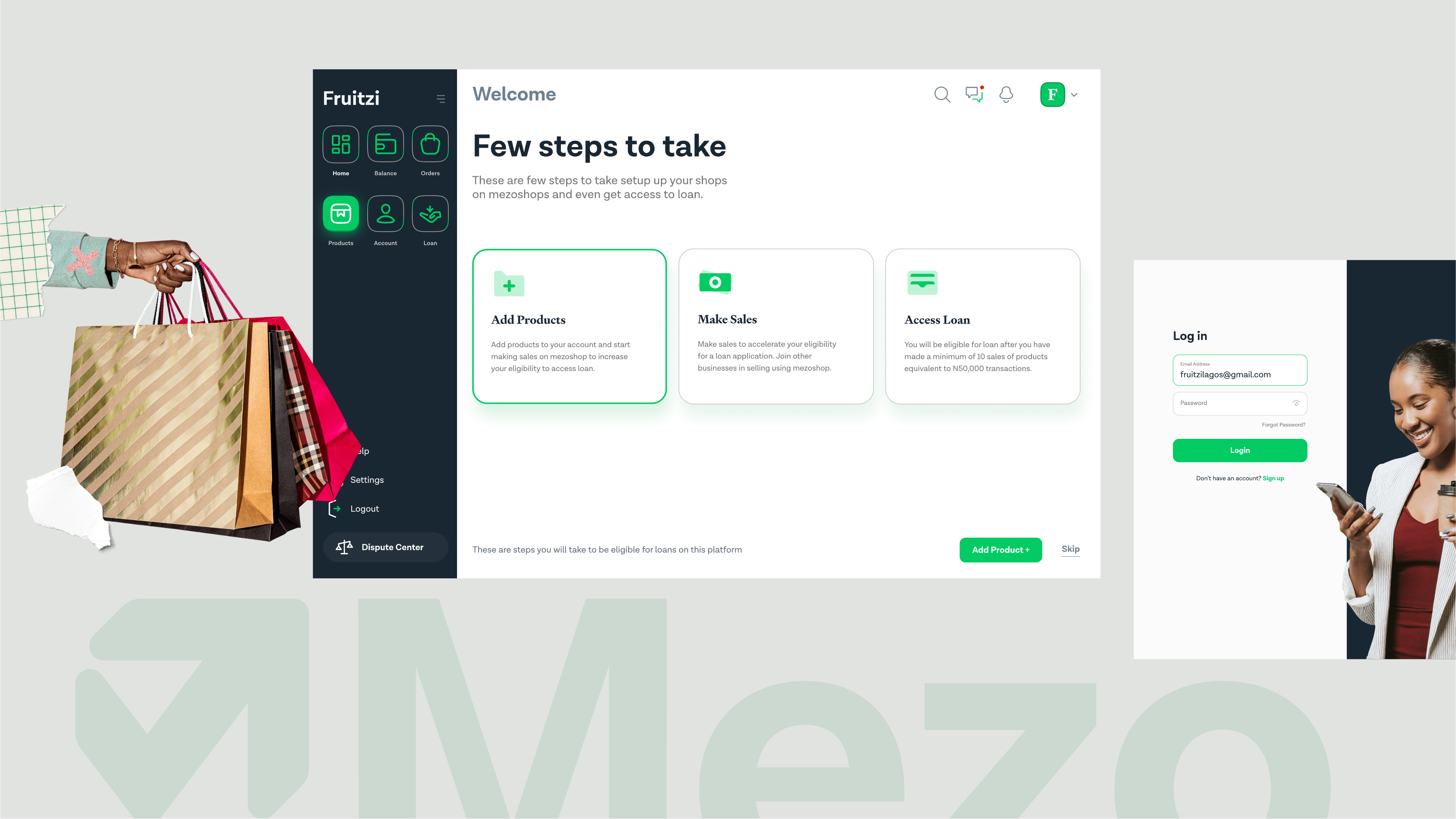 Mezovest product screens